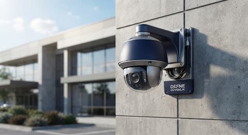 Modern CCTV sensör donanımı ve kamera lensi yakın plan görünümü